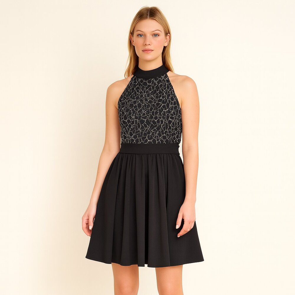 Speechless 2 piece Juniors Black Skirt Set Halter top flare Skirt 1